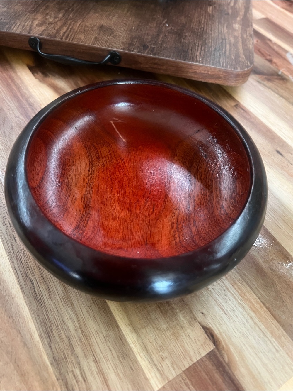 Vintage Hand Carved Wood Catchall Bowl Boho MCM Coffee Bar Decor